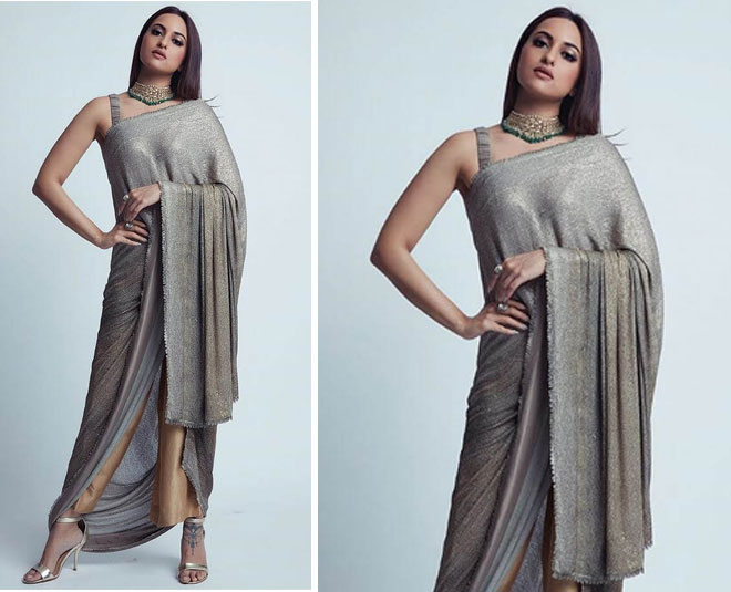 sonaksi sinha pant saree looks