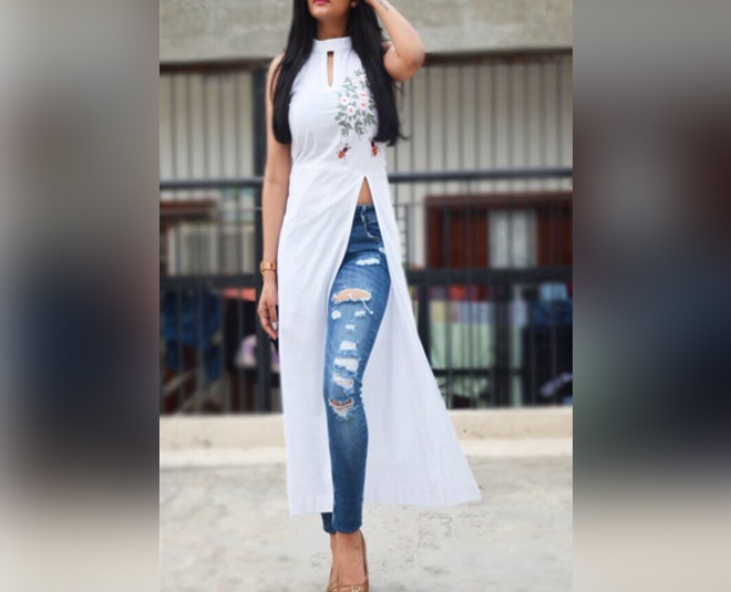 jeans and white kurti