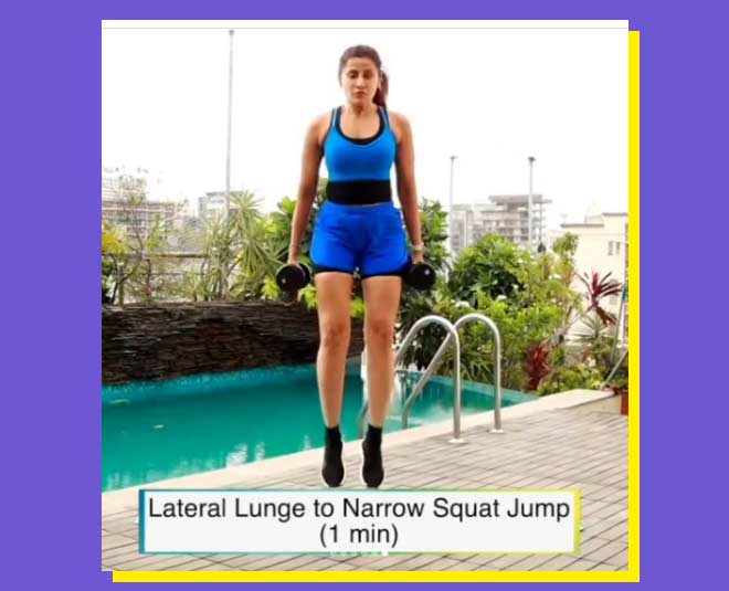 lateral lunge to narrow squat jump