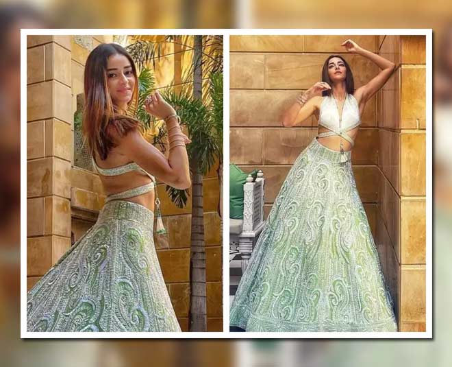 ananya pandey shimmery lehenga