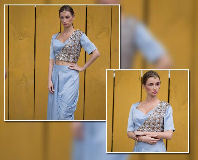 Jacket Style Blouse With Pleated Skirt