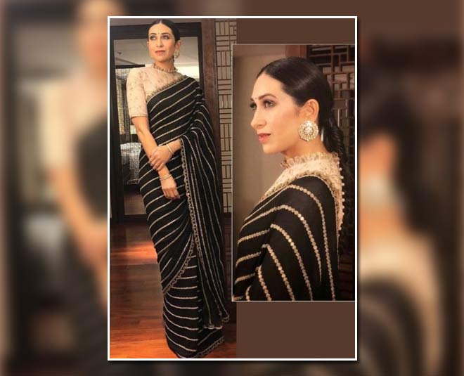Karisma Kapoor’s Black Striped Saree