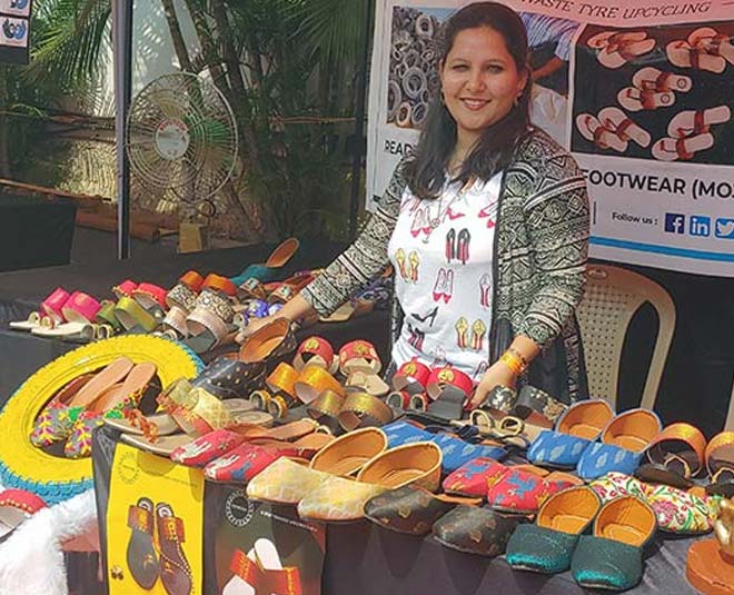 pooja badamikar upcycles scrap tyres to make footwear inside