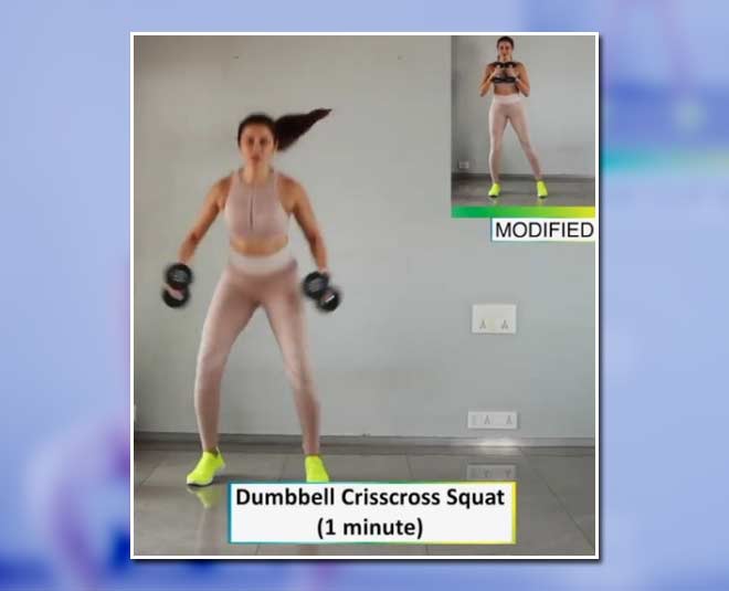 Dumbbell criss cross squat