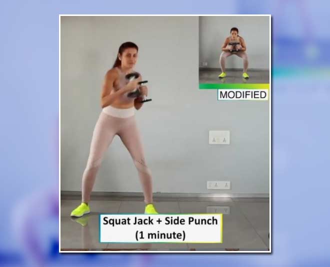Squat jack and side punch