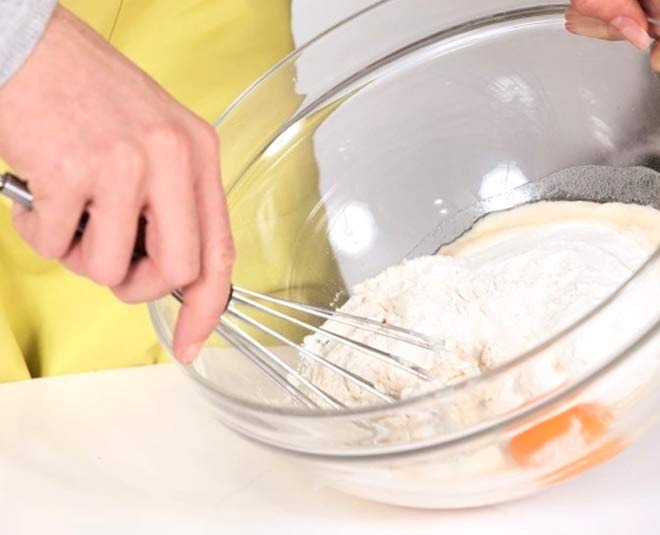 mix ingredients for cake