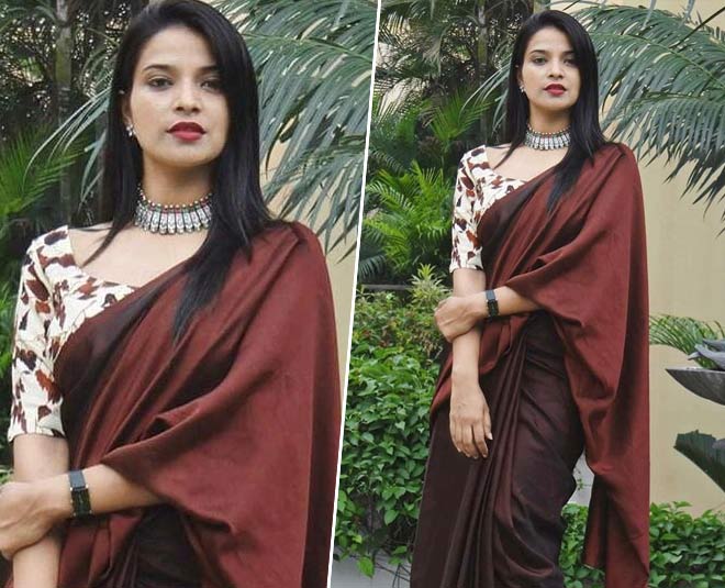 saree eith designer blouse