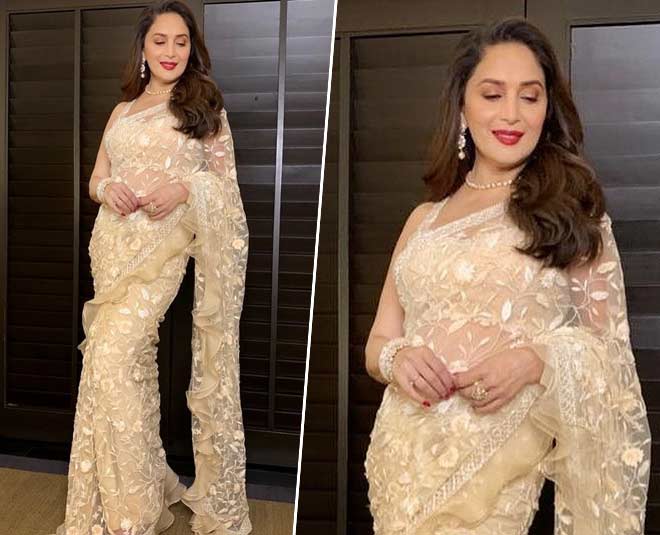 madhruri dixit saree draping style