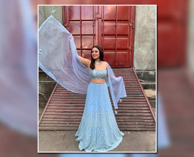 inside sky blue lehenga