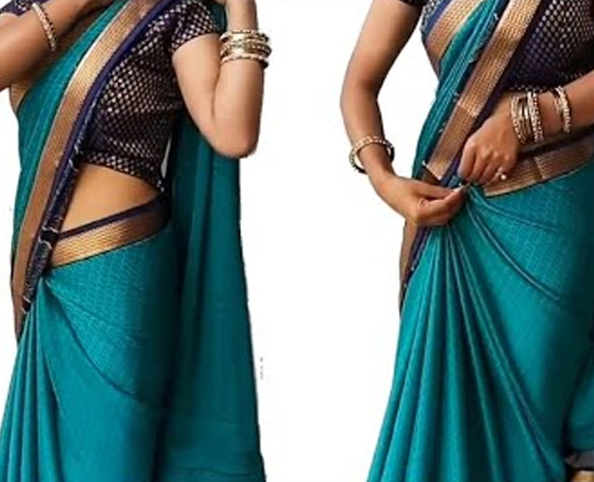 how to drape front flat saree pallu
