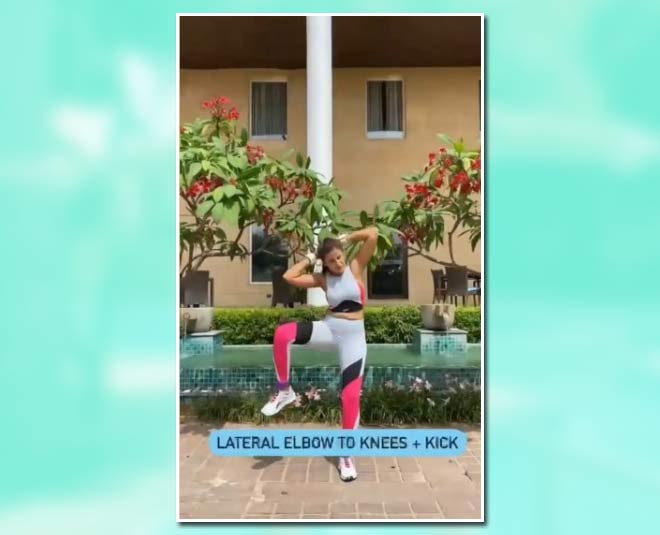 Lateral elbow to knee + kick