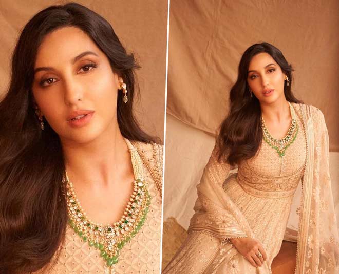 ivory suit set nora fatehi ethnic looks