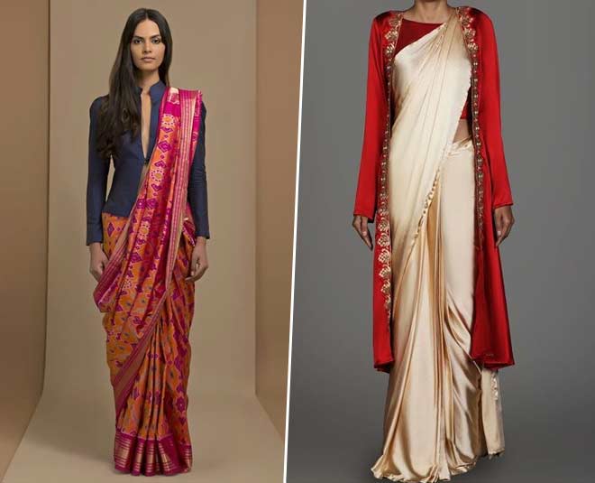 jacket on saree