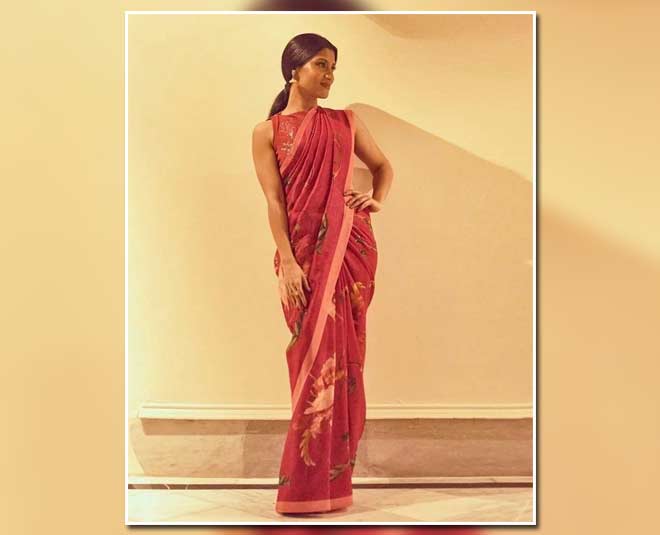 konkona sen sharma in rani pink saree