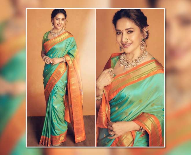madhuri dixit latest saree looks with fashion tips