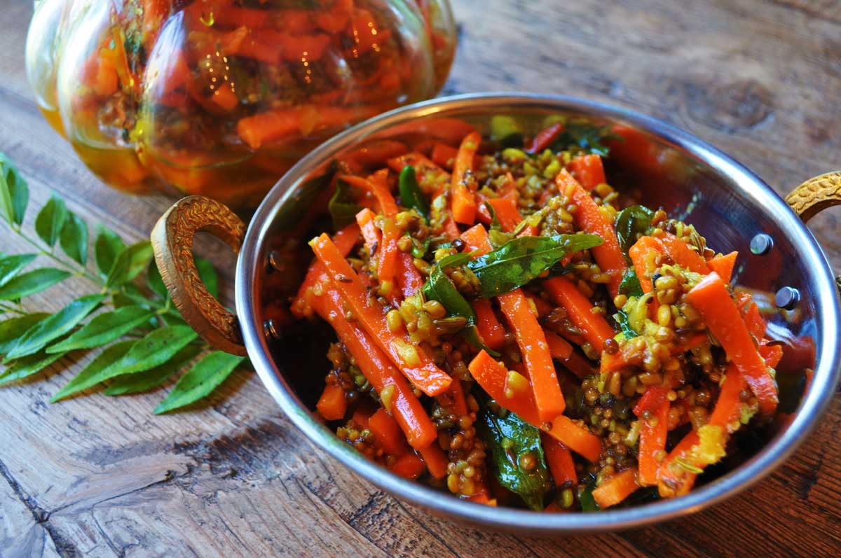 Carrot and Green chilli pickle recipe