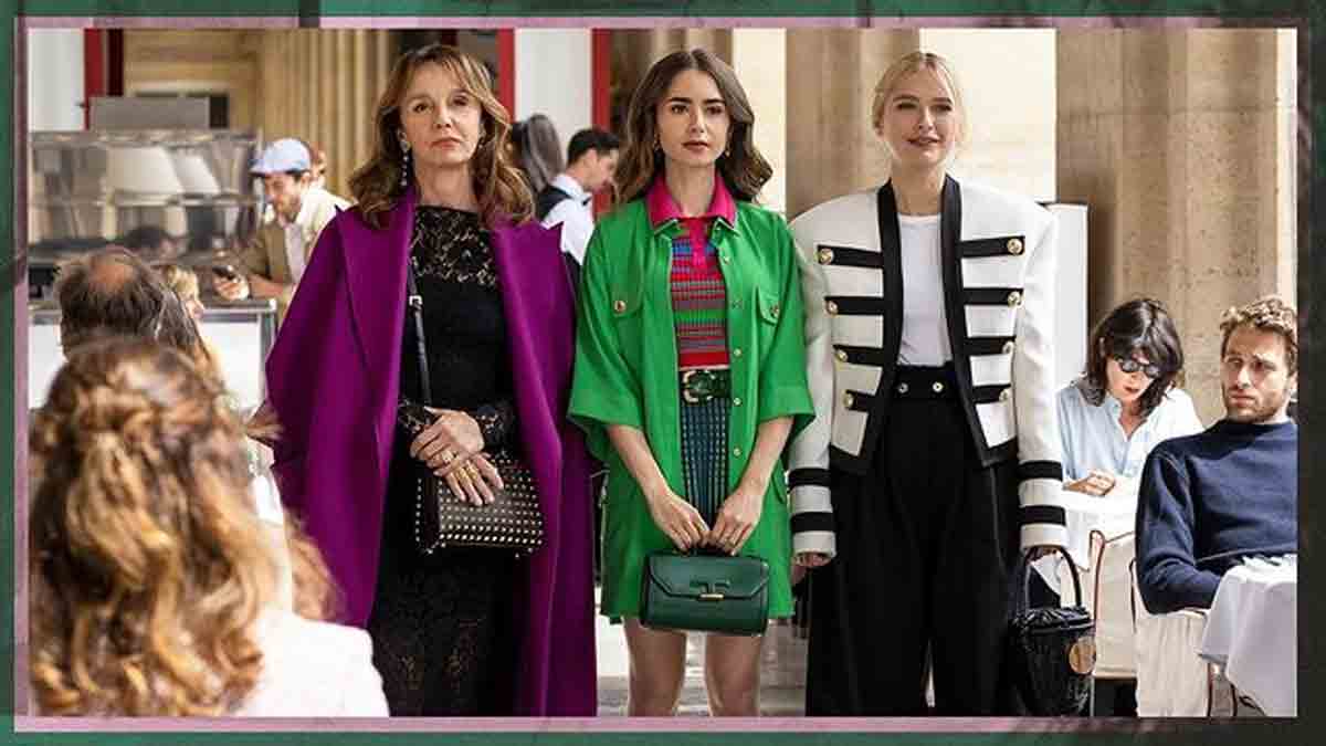 black dress with overcoat emily in paris