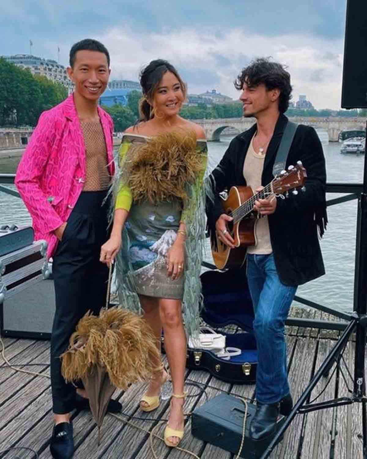 dress with feather details