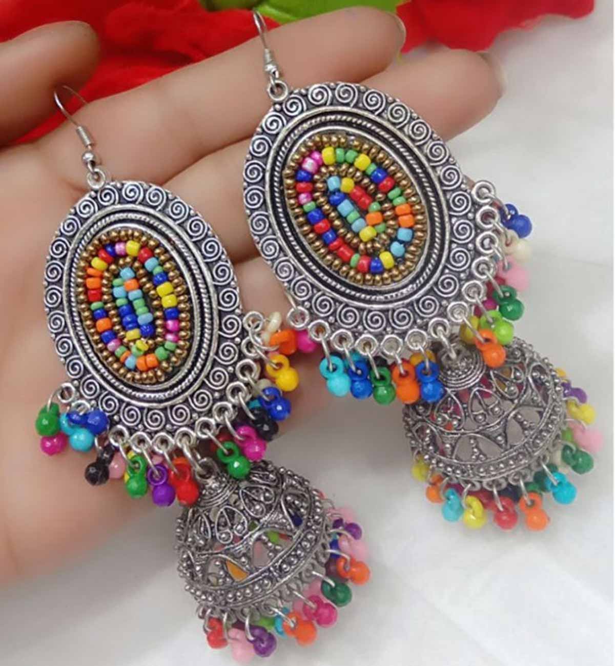 multi colour jhumki
