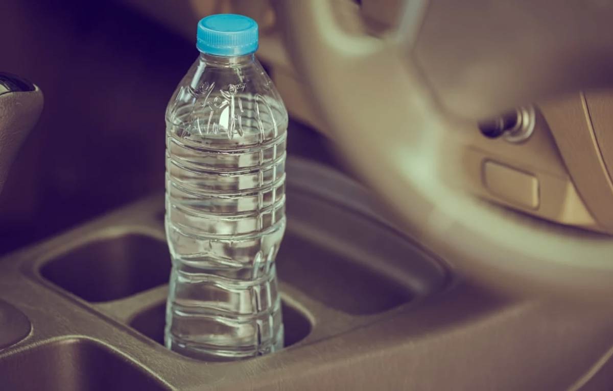 water bottle in car