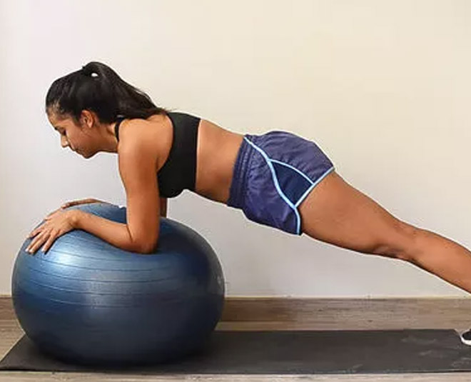Pushup ball yoga