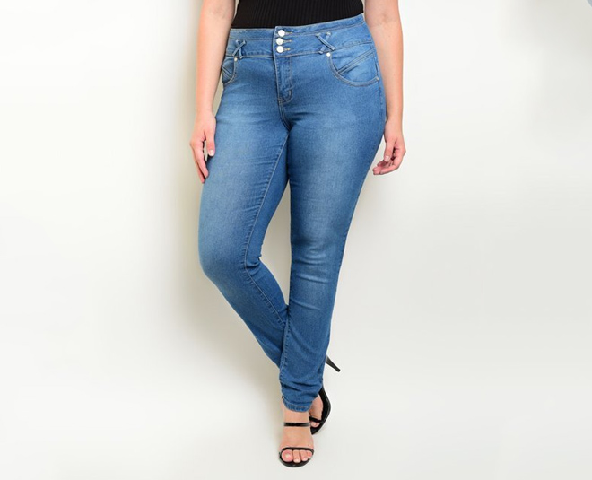 high waist button jeans