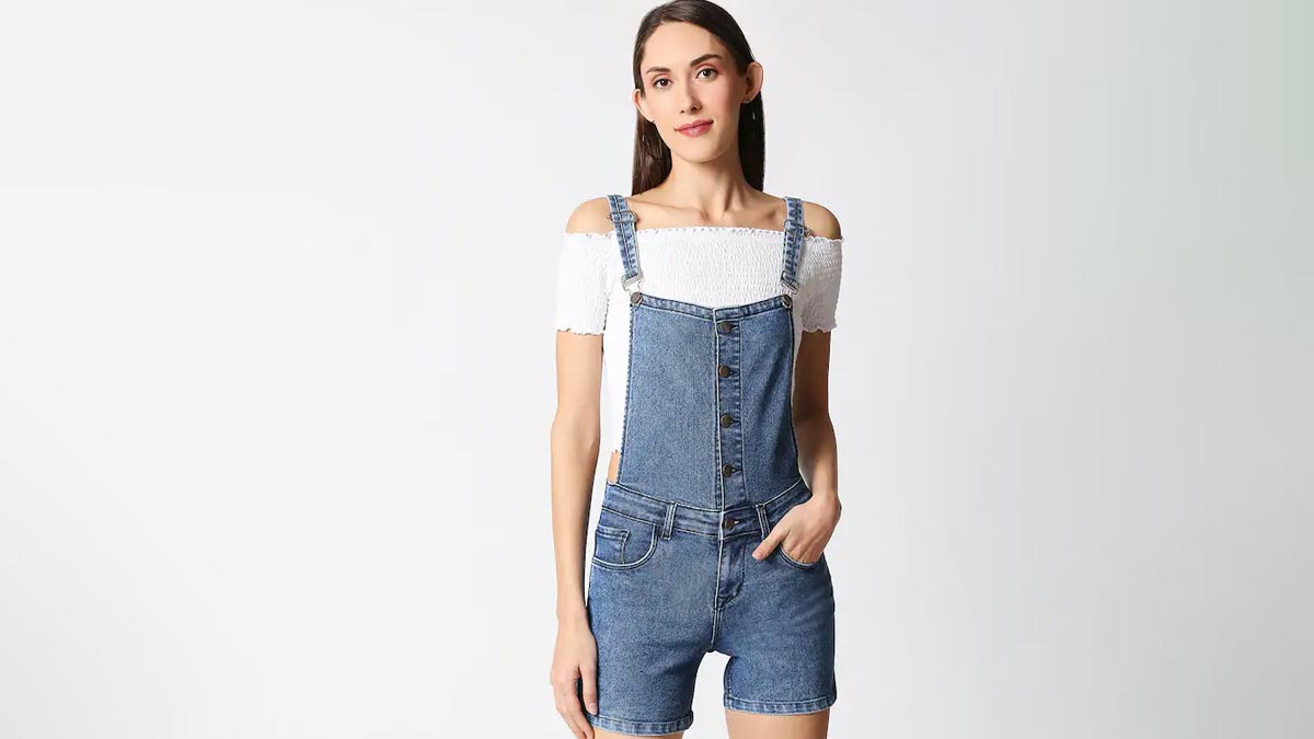 crop top denim dungaree