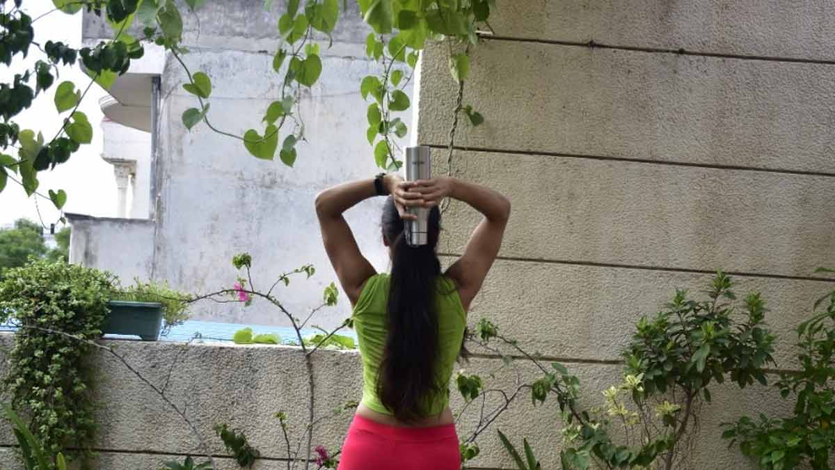 exercise with bottle for fitness
