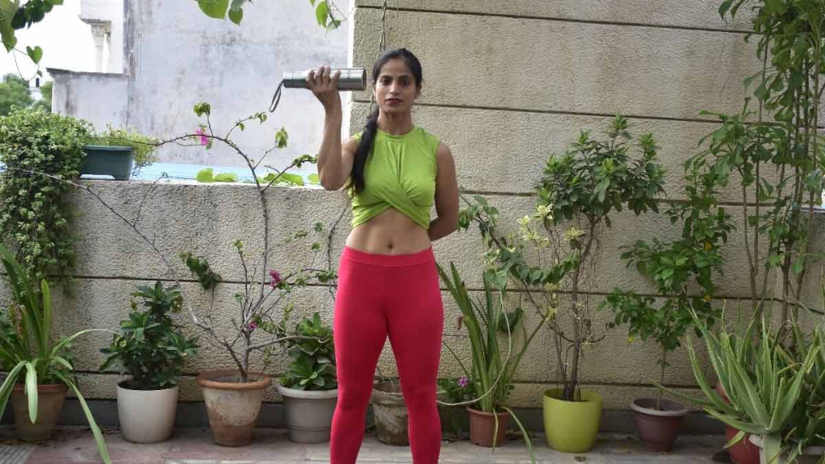 exercise with water bottle at home