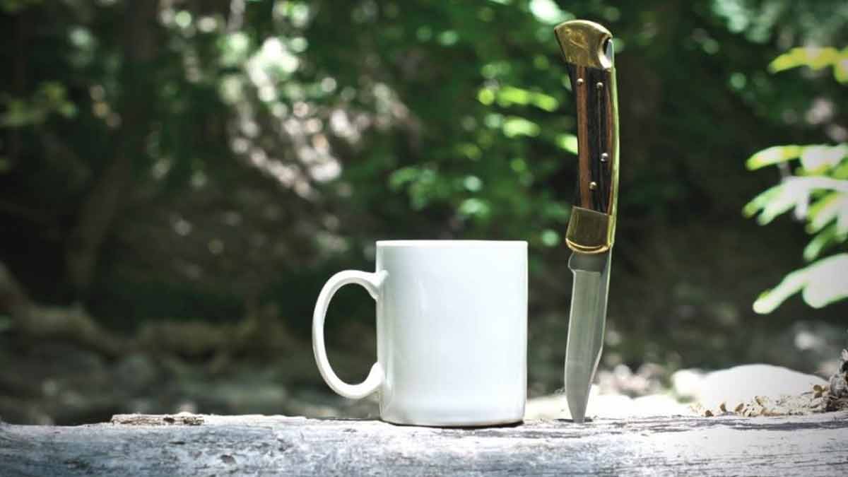 coffee mug to sharpen knife