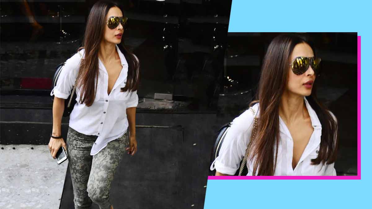 malaika arora white shirt look