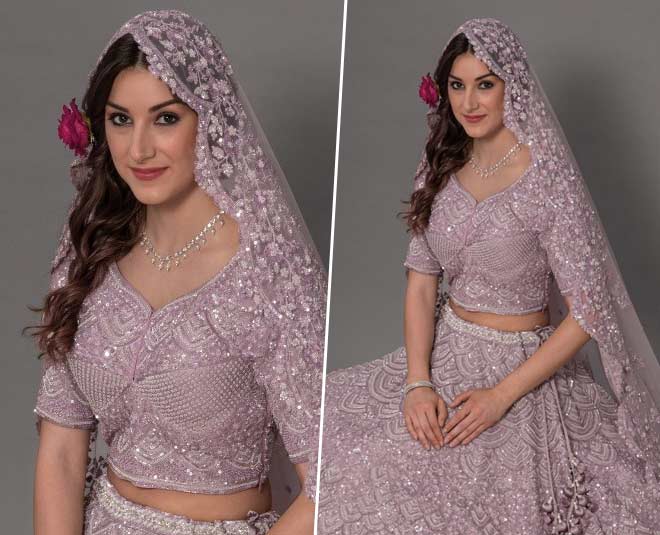 lavender bridal lehenga