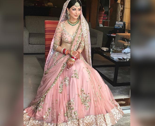 peach tone lehenga colours for bride