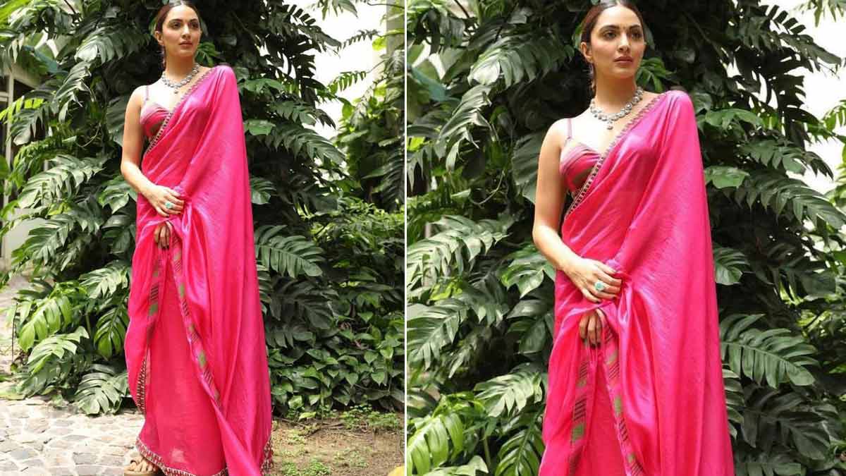 kiara advani pink saree design in hindi ()