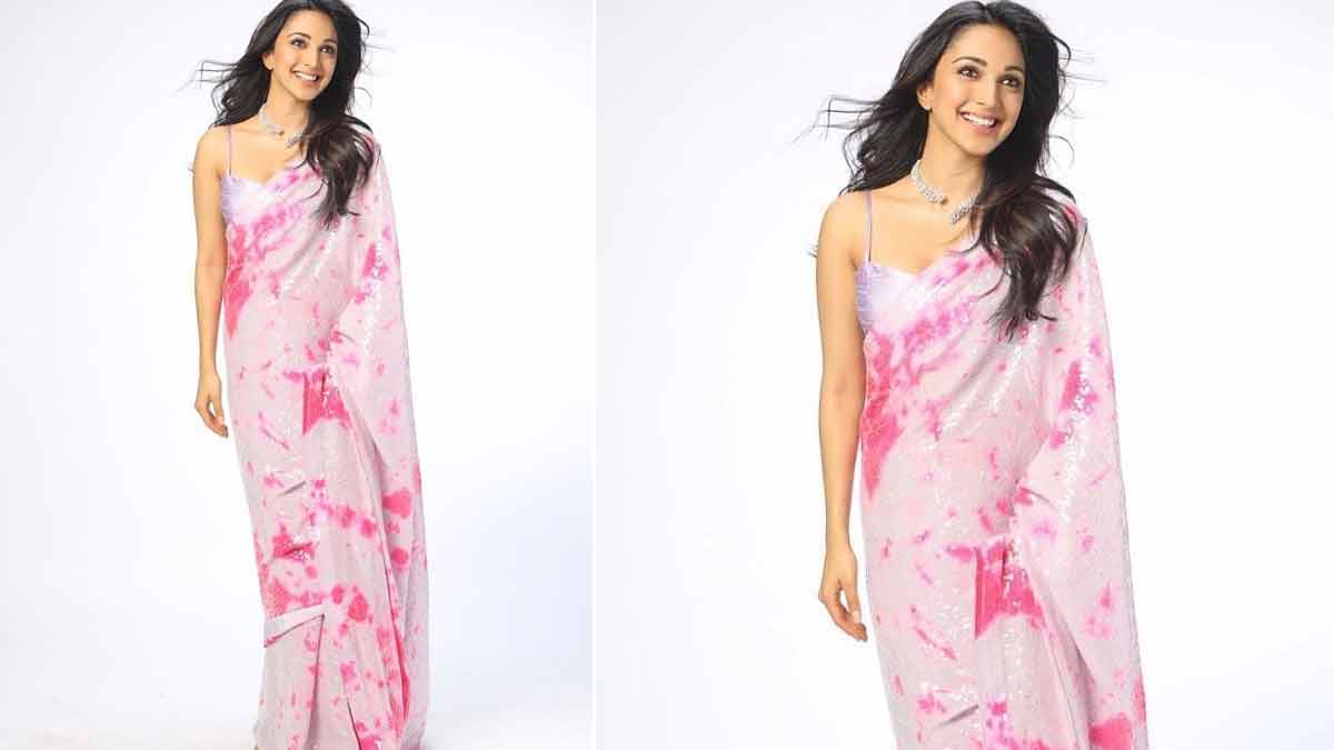 kiara advani pink saree design in hindi