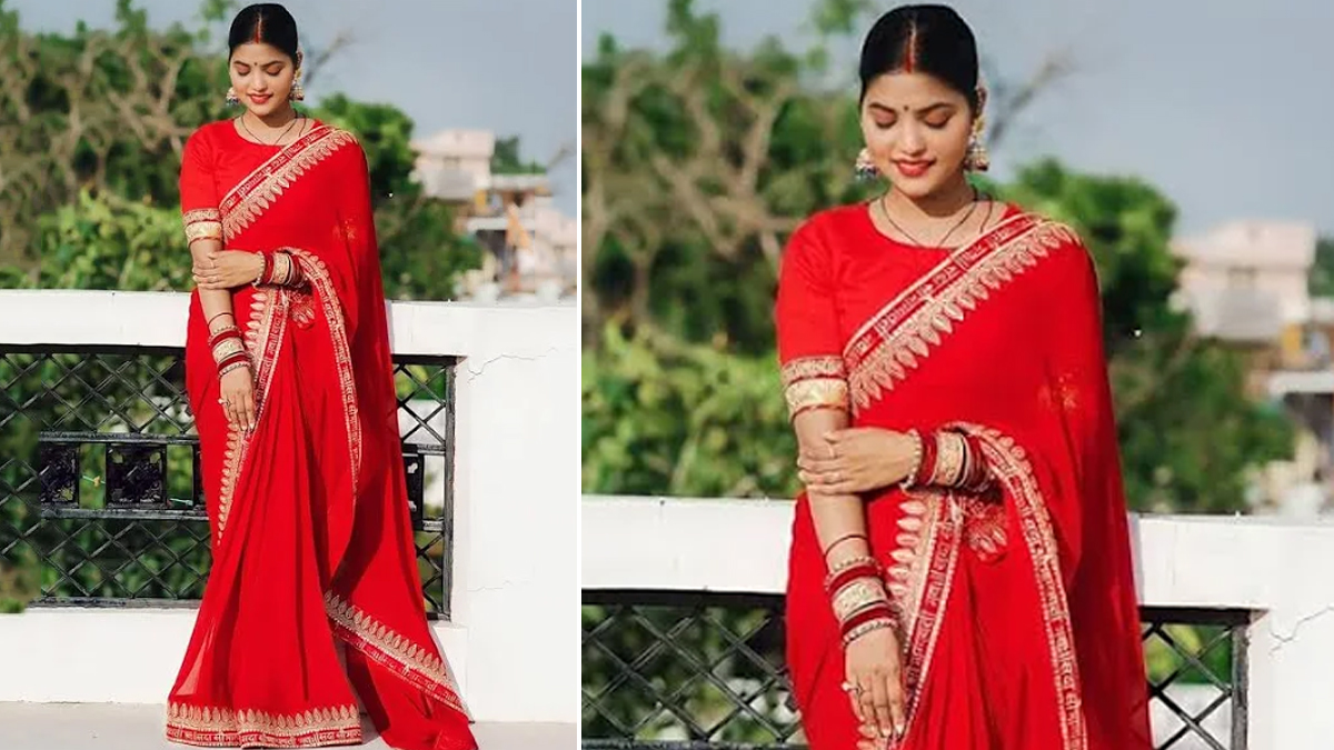 Border Work Saree For Karwa Chauth