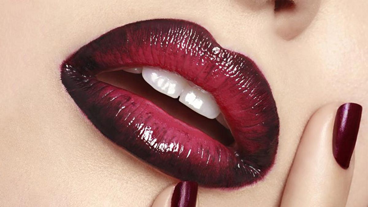 ombre lips with eyeshadow