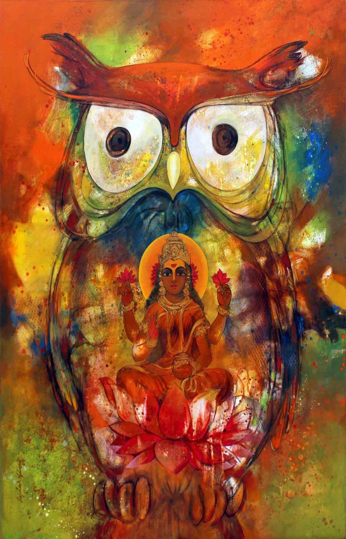 owl and maa lakshmi