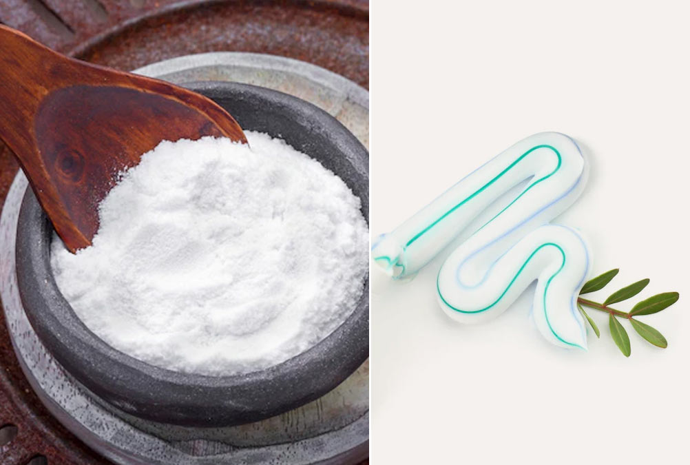 toothpaste vinegar to clean non stick pan