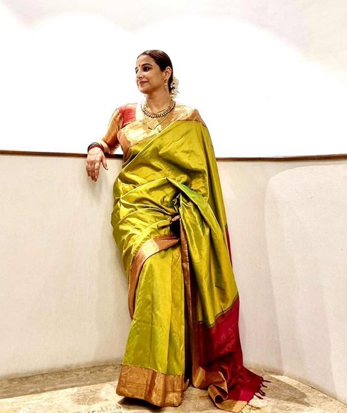 vidya balan in green saree