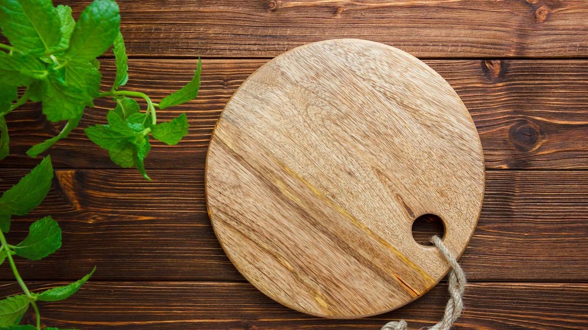 clean cutting board with lemon peel