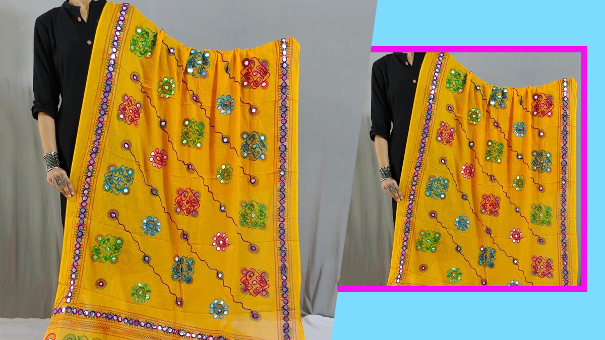 gujarati kutch embroidered dupatta
