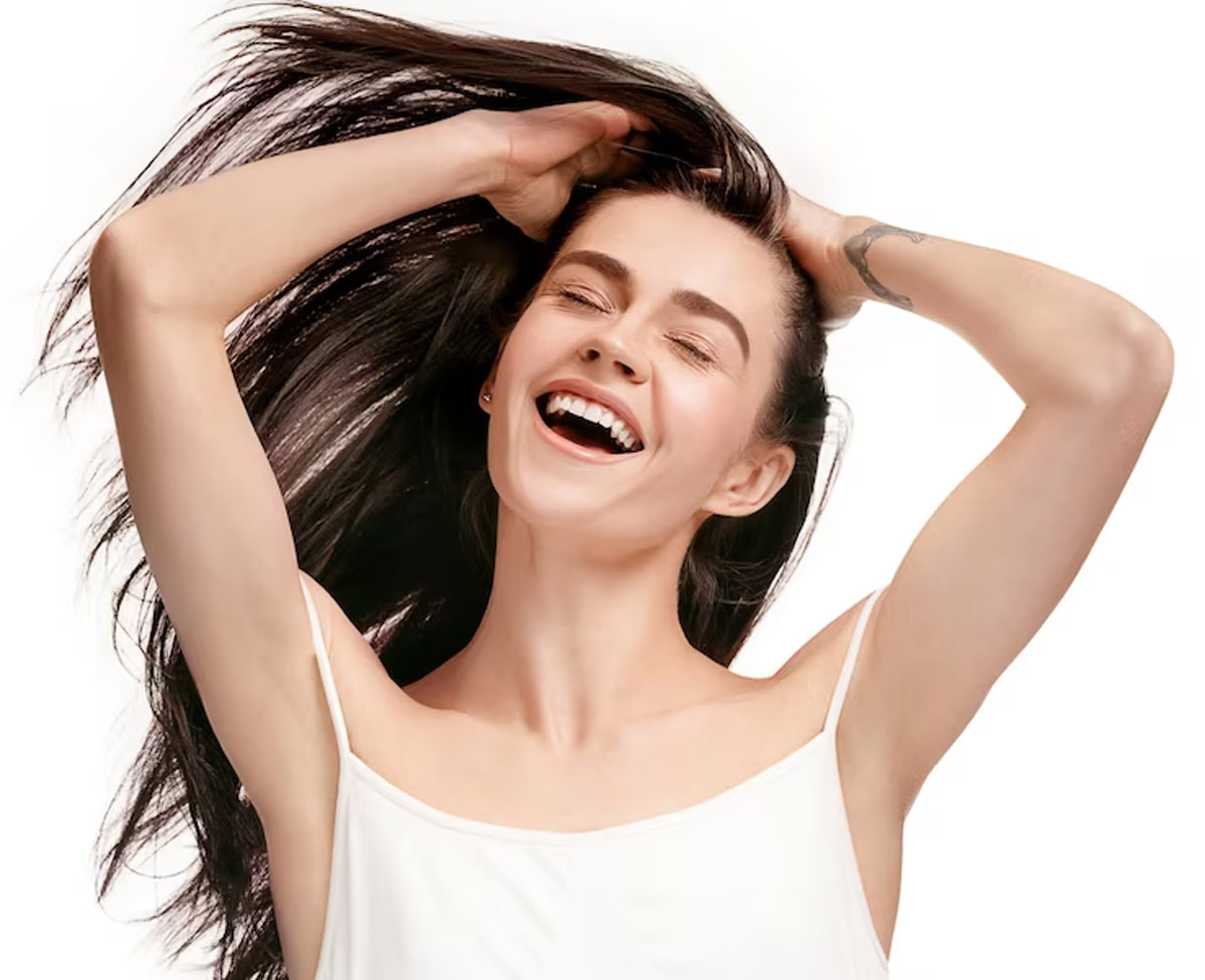 Long hair with hibicius flower