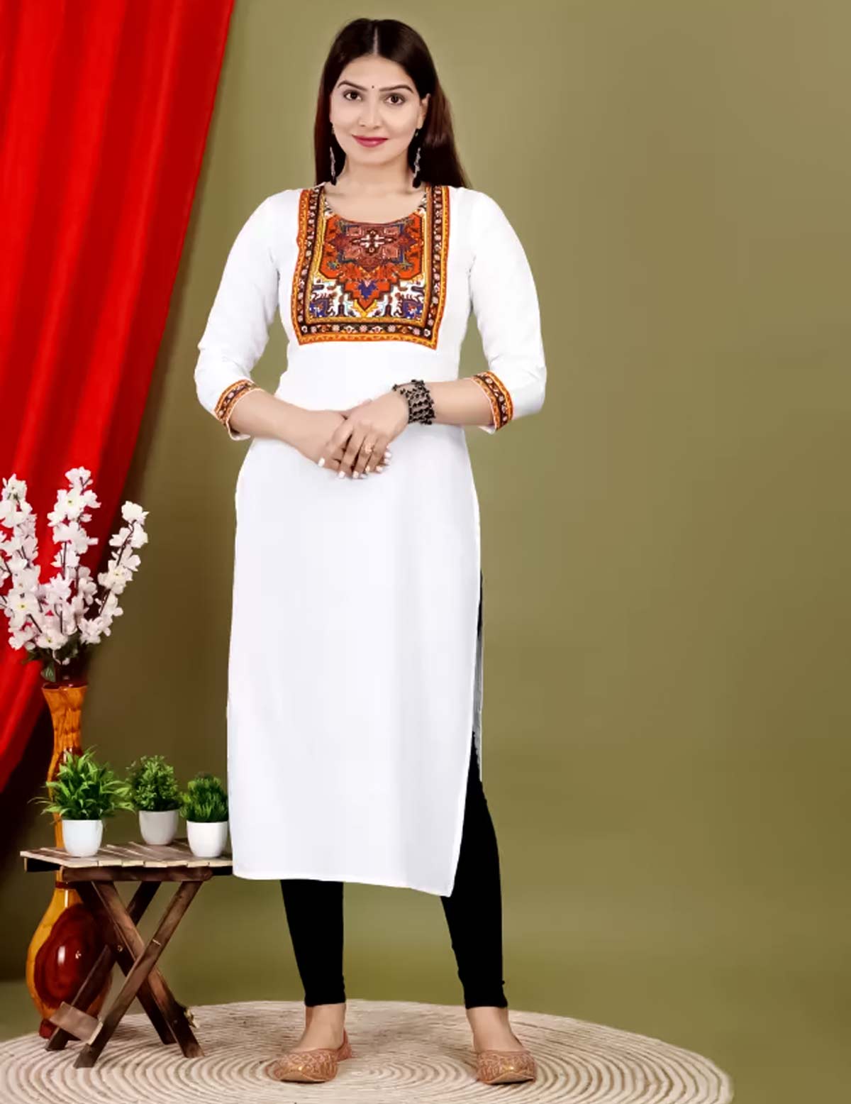 heavy neck deign for white kurti