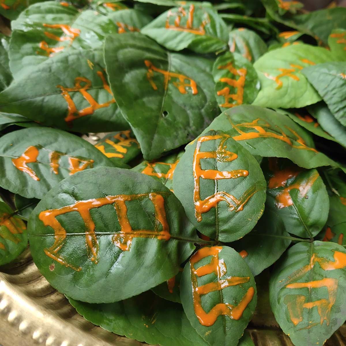 why do people write ram on bel patra before offering on shivling