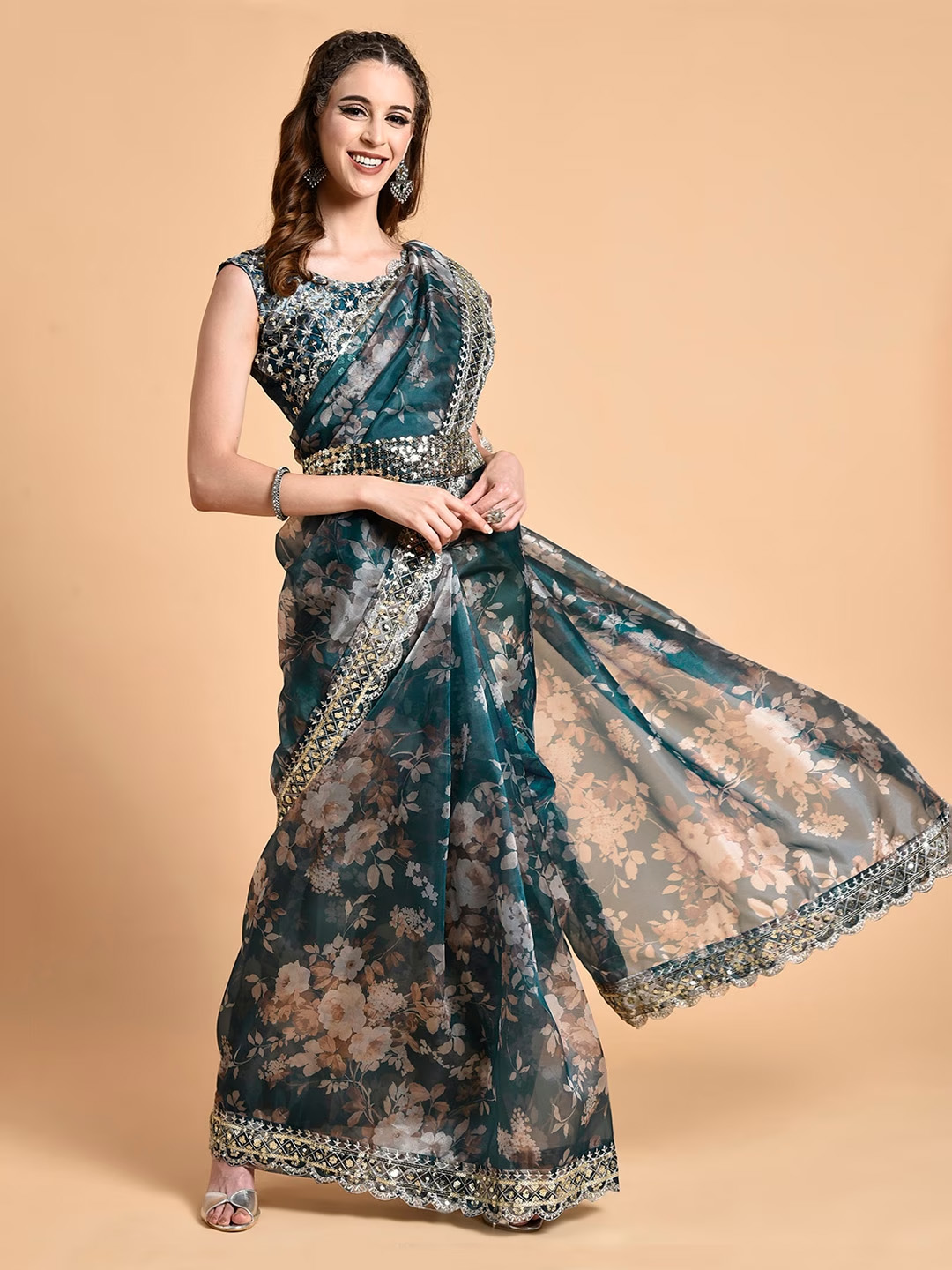 Organza printed saree