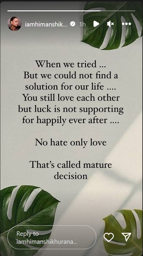 breakup asim himanshi insta story