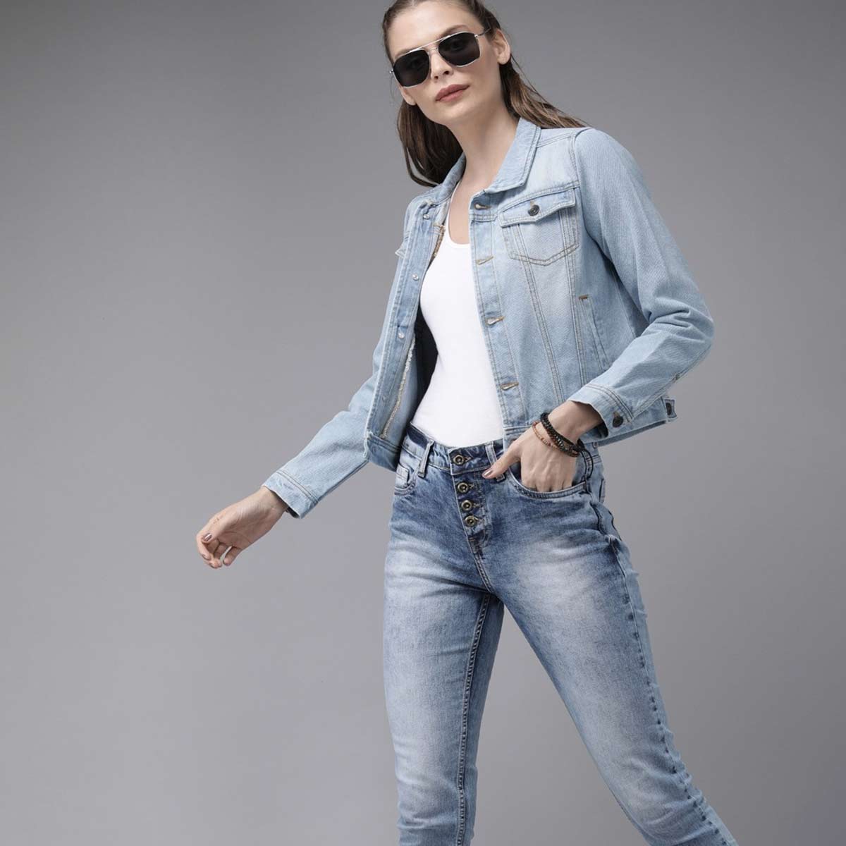 Denim jeans with denim jacket