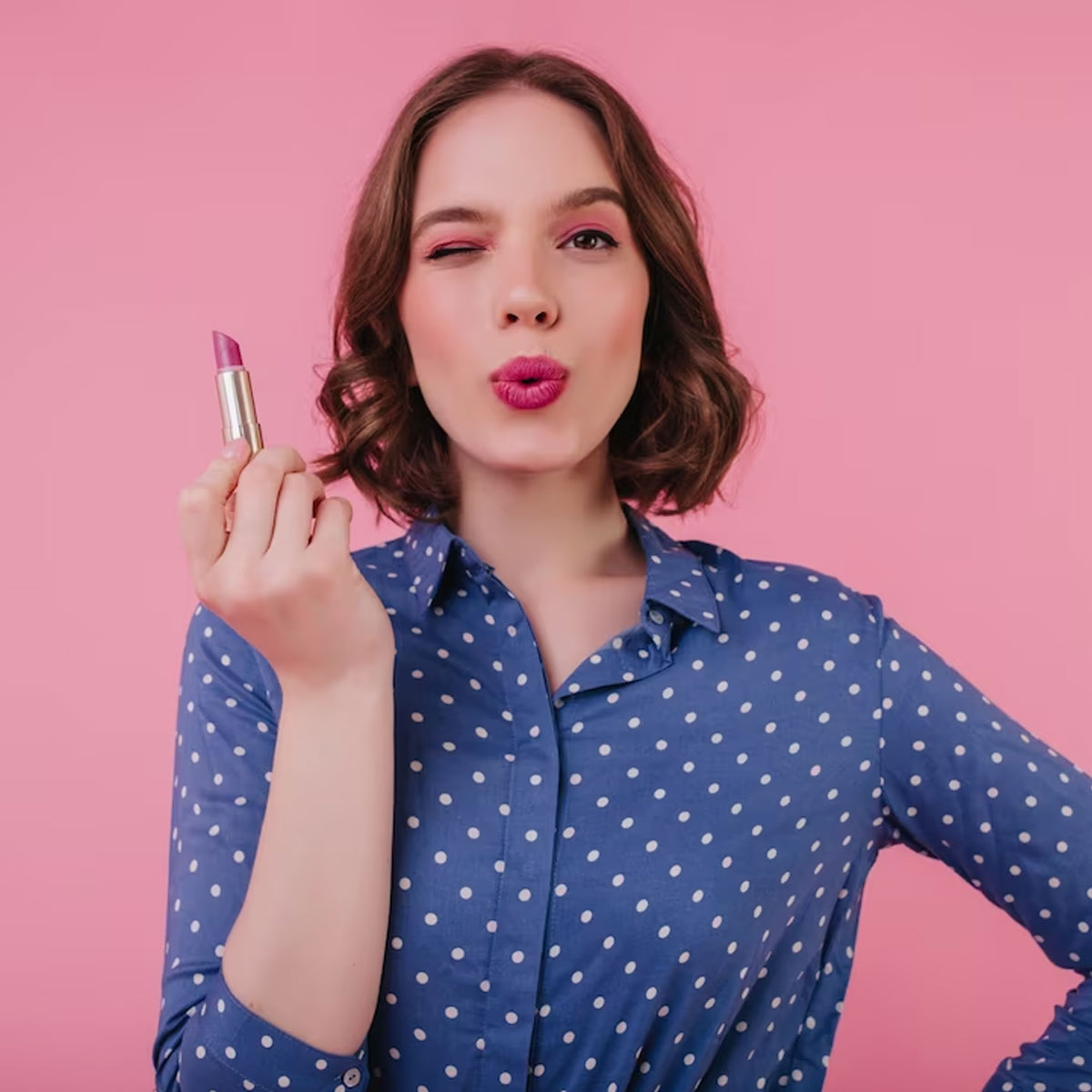 Natural pink lipstick