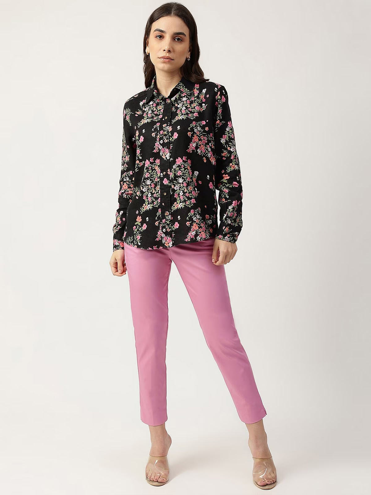 Pink pant with floral shirt